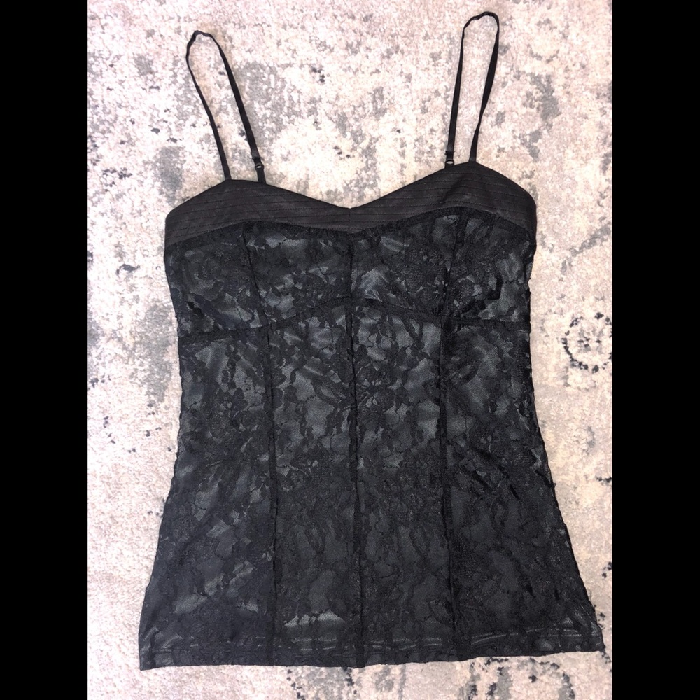 EXPRESS BLACK LACE & SILK TOP